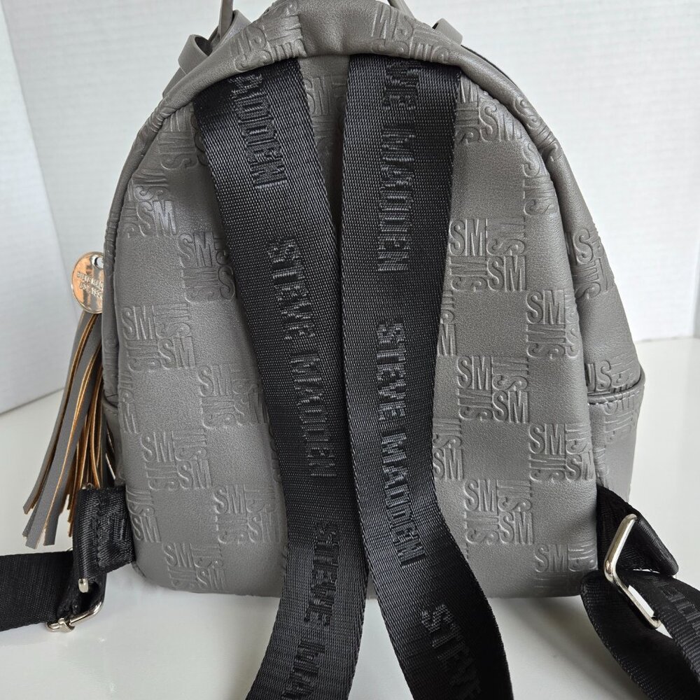 STEVE MADDEN Gray Embossed Small Backpack - Picture 4 of 6